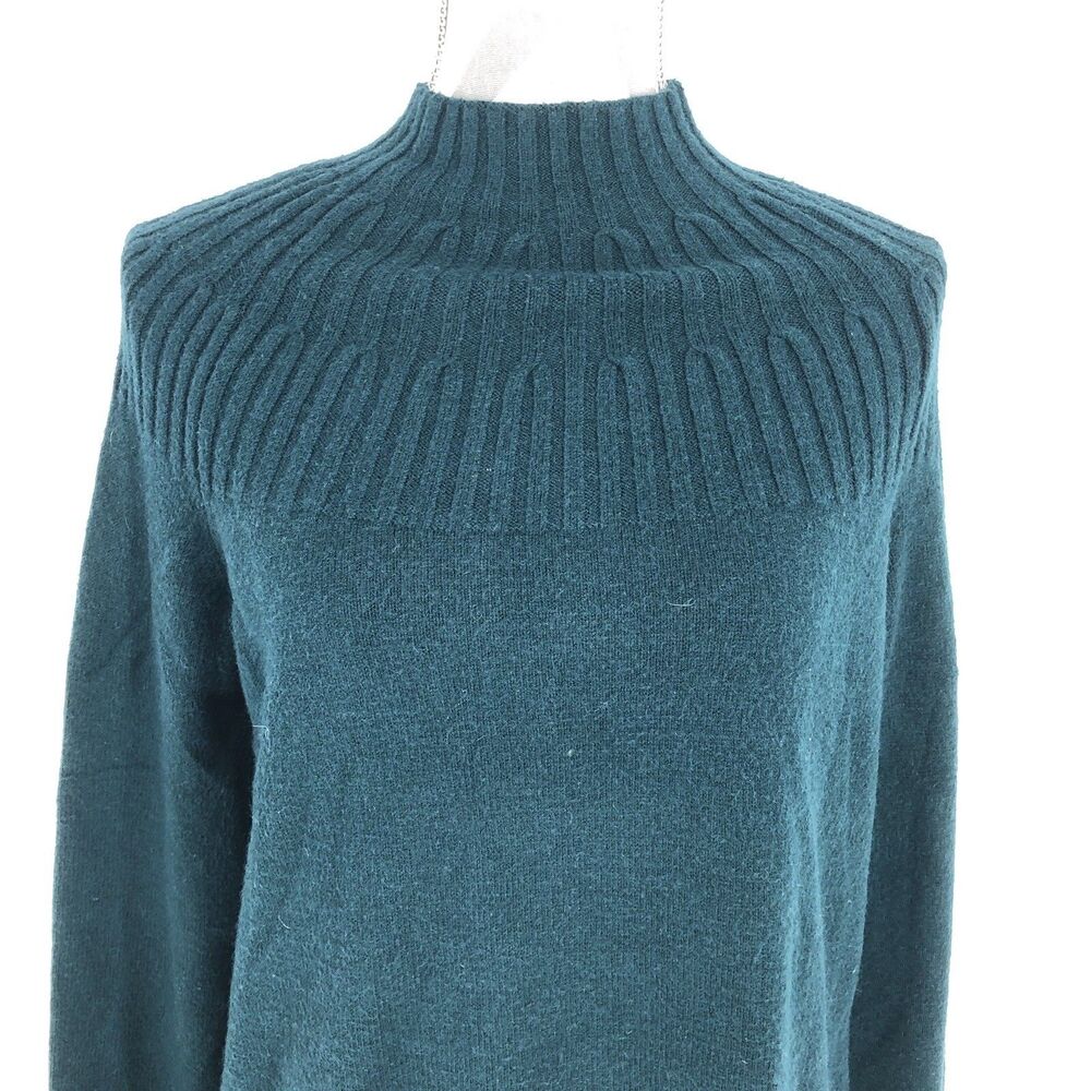 Anthropologie Green Mock Ribbed Turtleneck Sweater OB1034241 Medium